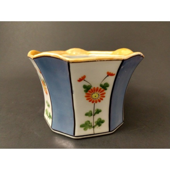 Vintage Lusterware Covered Candy Dish Peach Blue Gold Ceramic Porcelain Painted - Picture 5 of 10